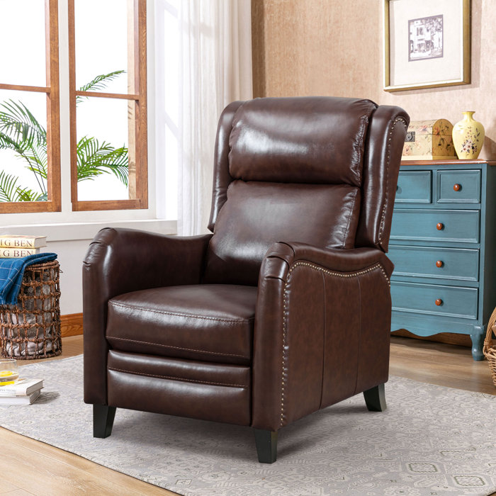 Red Barrel Studio® 28'' Wide Classic and Overstuffed Top Grain Genuine